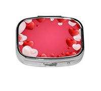Pastillero de corazones rojos, organizador de píldoras de metal, caja portátil para bolsillo o bolso, organizador decorativo de medicinas, contenedor de vitaminas