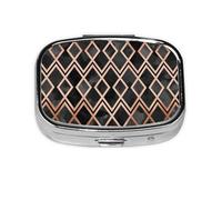 Pastillero de diamantes geométricos de cobre y negro, 2 compartimentos, organizador portátil