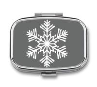 Pastillero de dibujo de líneas de copo de nieve blanco, 2 compartimentos, portátil, organizador de pastillas de viaje para bolso de bolsillo