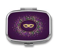 Pastillero De Dos Compartimentos Bola Misteriosa Caja De Pastillas Con Espejo, Caja De Almacenamiento Cuadrada Portátil A De Humedad Con Dispensador De Metal