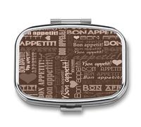 Pastillero De Dos Compartimentos Buen Provecho Caja De Pastillas Con Espejo, Caja De Almacenamiento Cuadrada Portátil A De Humedad Con Dispensador De Metal