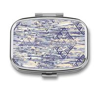 Pastillero De Dos Compartimentos Geometría De Rombo Púrpura Caja De Pastillas Con Espejo, Caja De Almacenamiento Cuadrada Portátil A De Humedad Con Dispensador De Metal