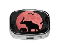 Pastillero de elefante de luna rosa, caja organizadora de píldoras de metal, pastillero portátil para bolsillo o bolso, organizador decorativo de medicamentos, contenedor de vitaminas