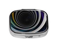 Pastillero de espiral circular abstracto, organizador de píldoras de metal, caja portátil para bolsillo o bolso, organizador decorativo de medicamentos, contenedor de vitaminas