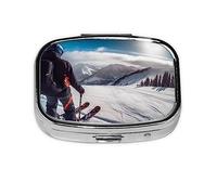 Pastillero de esquí de invierno, organizador de píldoras de metal, portátil, para bolsillo o bolso, organizador decorativo de medicamentos, contenedor de vitaminas