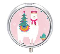Pastillero de Feliz Navidad Alpaca Catus 2 compartimentos portátil pastillero organizador de pastillas de viaje