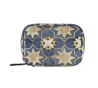 Pastillero de flores vintage azul bohemio para viajes con compartimentos desmontables, pastillero acoplable para bolso de viaje
