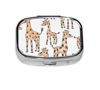 Pastillero de fondo de jirafa, 2 compartimentos, organizador portátil
