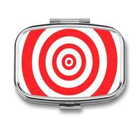 Pastillero de fondo en espiral rojo y blanco con 2 compartimentos, organizador de pastillas de viaje para bolso de bolsillo