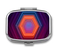 Pastillero de fondo geométrico abstracto con 2 compartimentos, portátil, organizador de píldoras de viaje para bolso de bolsillo