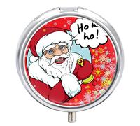 Pastillero de fondo navideño con 2 compartimentos, portátil, pastillero de viaje