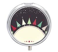 Pastillero de fondo navideño con 2 compartimentos, portátil, pastillero de viaje