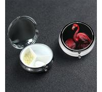 Pastillero de fondo negro con 3 compartimentos, pastillero de metal portátil, organizador de píldoras de viaje para bolsillo o bolso, caja redonda decorativa para medicinas, contenedor de vitaminas