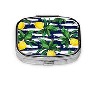 Pastillero de fruta fresca, amarillo, limón, limas, pastillero para bolsillo o monedero, bonito pastillero pequeño, organizador de pastillas de viaje