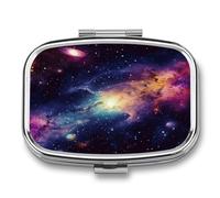 Pastillero de Galaxy in The Universe para medicamentos, organizador de píldoras pequeño de viaje, pastillero portátil para bolsillo, 2 compartimentos, pastilleros para viajes