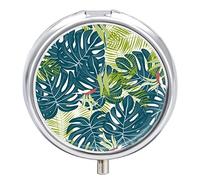 Pastillero de hojas verdes con 2 compartimentos, portátil, pastillero de viaje