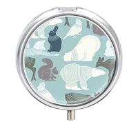 Pastillero de invierno, diseño de oso de ciervo, pájaro, pastillero, organizador de pastillas, 2 compartimentos