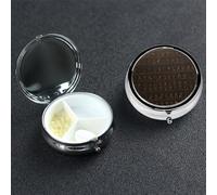 Pastillero de jeroglífico egipcio antiguo con 3 compartimentos, organizador portátil de pastillero de viaje para bolsillo o bolso, caja redonda decorativa para medicinas, contenedor de vitaminas