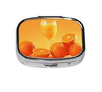 Pastillero de jugo de naranja, organizador de píldoras de metal, caja portátil para bolsillo o bolso, organizador decorativo de medicamentos, contenedor de vitaminas