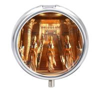 Pastillero de la historia de las pirámides del antiguo Egipto Egipto con 3 compartimentos, pequeño y portátil, organizador de píldoras para bolsillo