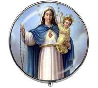 Pastillero de la Virgen María de la Madre del Bebé - Caja de cristal para caramelos - Joyería cristiana de Jesucristo Católico Arte Religioso Fotografía, Festival de Cumpleaños