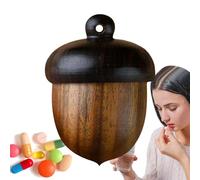 Pastillero de madera 3/3 - Caja organizadora de medicamentos, organizador de píldoras de bolsillo | Pastillero portátil con forma de piñón, pequeño y elegante dispensador de pastillas para bolsos,