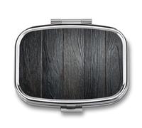 Pastillero de madera negra con 2 compartimentos, portátil, organizador de pastillas de viaje para bolso de bolsillo