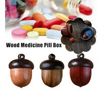Pastillero de madera para medicina, mini pastillero de rescate de sándalo, portátil, puede almacenar herméticamente para exteriores, primera ayuda W5W6