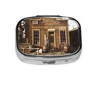 Pastillero de madera rústica, organizador de píldoras de metal, portátil, para bolsillo o bolso, organizador decorativo de medicamentos, contenedor de vitaminas