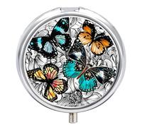 Pastillero de mariposa con 2 compartimentos, portátil, pastillero de viaje