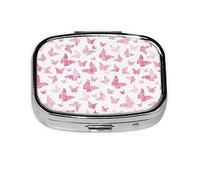 Pastillero de mariposas rosas, organizador de píldoras de metal, pastillero portátil para bolsillo o bolso, organizador decorativo de medicamentos, contenedor de vitaminas