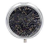 Pastillero de mármol blanco y negro con lámina de oro, estuches de viaje personalizados para pastillas, pastillero redondo, caja organizadora de vitaminas decorativa de Metal para medicamentos