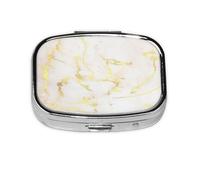 Pastillero de mármol dorado en blanco, moderno y elegante, 2 compartimentos, organizador portátil