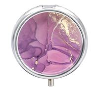 Pastillero de mármol morado con 2 compartimentos, portátil, organizador de pastillas de viaje