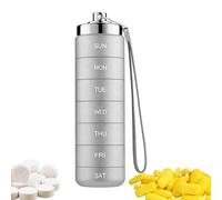 Pastillero de metal - 14,5 x 4,5 cm, organizador semanal para tabletas, pastillero portátil de viaje, contenedor impermeable de aleación de aluminio para vacaciones en casa, almacenamiento diario de