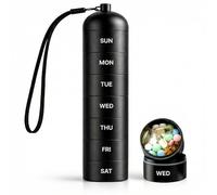 Pastillero de metal a prueba de humedad para 7 días, pastillero semanal de aleación de aluminio con juntas tóricas herméticas, compartimentos apilables grandes, estuche de medicamentos duradero sin
