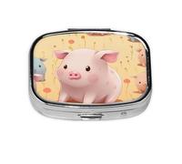 Pastillero de metal colorido y lindo de cerdo, organizador de pastillas de viaje portátil para bolsillo o bolso, caja de medicina decorativa, contenedor de vitaminas