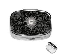 Pastillero de metal con 2 compartimentos, organizador de píldoras de inspiración sobrenatural para bolso o bolsillo, lindo mini pastillero portátil para guardar suplementos, vitaminas, aceite de
