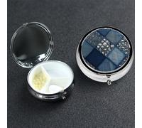 Pastillero de metal con 3 compartimentos, organizador de pastillas de medicina con incrustaciones de diamantes de imitación para bolso o bolsillo, mini pastillero portátil de viaje para guardar