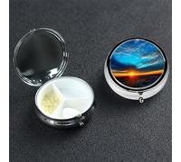 Pastillero de metal con 3 compartimentos, organizador de pastillas de viaje portátil para bolsillo o bolso, caja redonda decorativa para medicinas, contenedor de vitaminas
