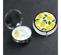 Pastillero de metal con 3 compartimentos, organizador de píldoras de medicina amarillo limón para bolso o bolsillo, mini soporte portátil para pastillas de viaje para guardar suplementos, vitaminas