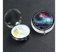 Pastillero de metal con 3 compartimentos, organizador de píldoras de medicina con gráficos 3D, universo, espacio para bolso o bolsillo, mini pastillero portátil de viaje para guardar suplementos
