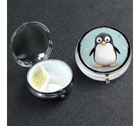 Pastillero de metal con 3 compartimentos, organizador de píldoras de medicina de animales lindos para bolso o bolsillo, mini soporte portátil para pastillas de viaje para guardar suplementos