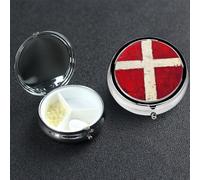 Pastillero de metal con 3 compartimentos, organizador de píldoras de medicina de Dinamarca con bandera danesa para bolso o bolsillo, mini soporte portátil para pastillas de viaje para guardar