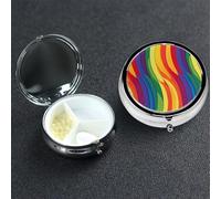 Pastillero de metal con 3 compartimentos, organizador de píldoras de medicina de orgullo gay con patrón de arco iris para bolso o bolsillo, mini pastillero portátil de viaje para guardar suplementos
