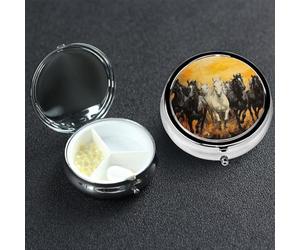 Pastillero de metal con 3 compartimentos, organizador de píldoras de medicina para muchos caballos, para bolso o bolsillo, mini soporte portátil para pastillas de viaje para guardar suplementos