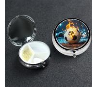Pastillero de metal con 3 compartimentos, organizador de píldoras de medicina para quemar balón de fútbol para bolso o bolsillo, mini soporte portátil para pastillas de viaje para guardar suplementos