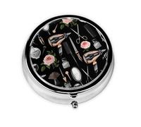 Pastillero de metal con 3 compartimentos para herramientas de peluquería, organizador portátil