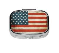 Pastillero de metal con bandera de Estados Unidos, organizador de pastillas portátil para bolsillo o bolso, caja de medicina decorativa, contenedor de vitaminas