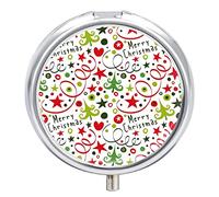 Pastillero de metal con diseño de árbol de Navidad con estrellas y puntos